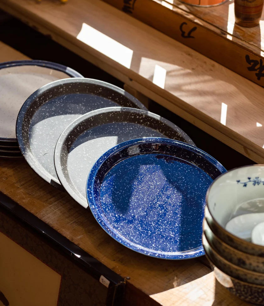 200 Assiettes Plates En Polypropylène - Style Japonais Bleu - Pour Fête