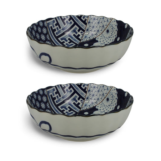 Set of two patchwork salad bowls
