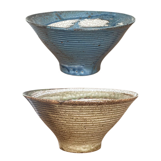Bol à ramen japonais Tokï craquelé brun & bleu – set de 2, Ø20 cm