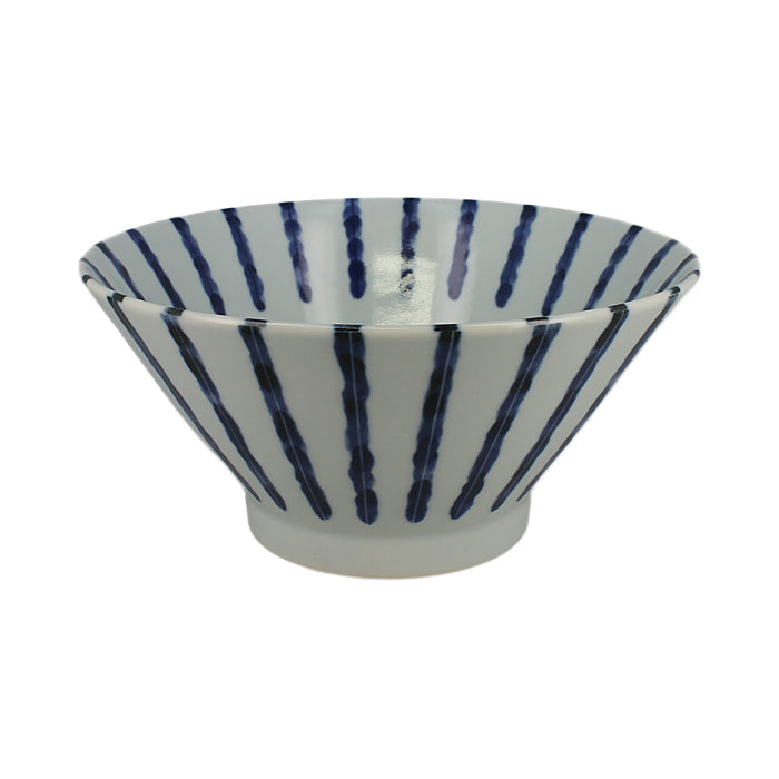 Set of two white and blue Japanese ramen bowls