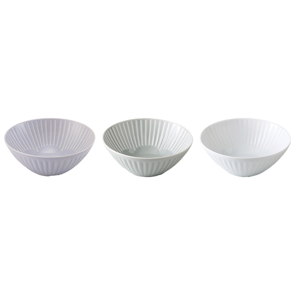 Set mit 3 japanischen Hana Fuwari-Porzellanschalen