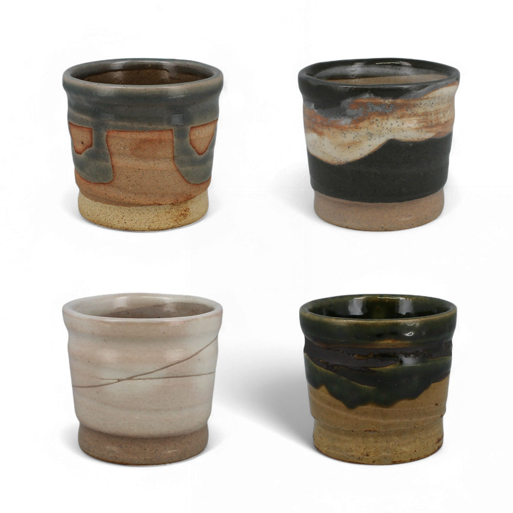 Set of four Japanese Mino cups