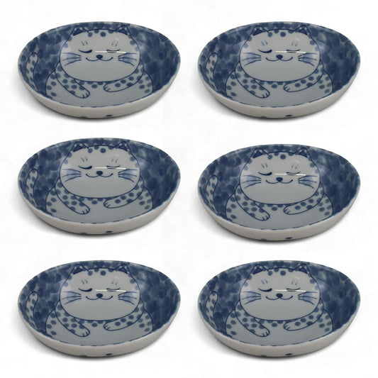 Bol ovale porcelaine Toki motif tora – set de 6 Ko-bachi élégants