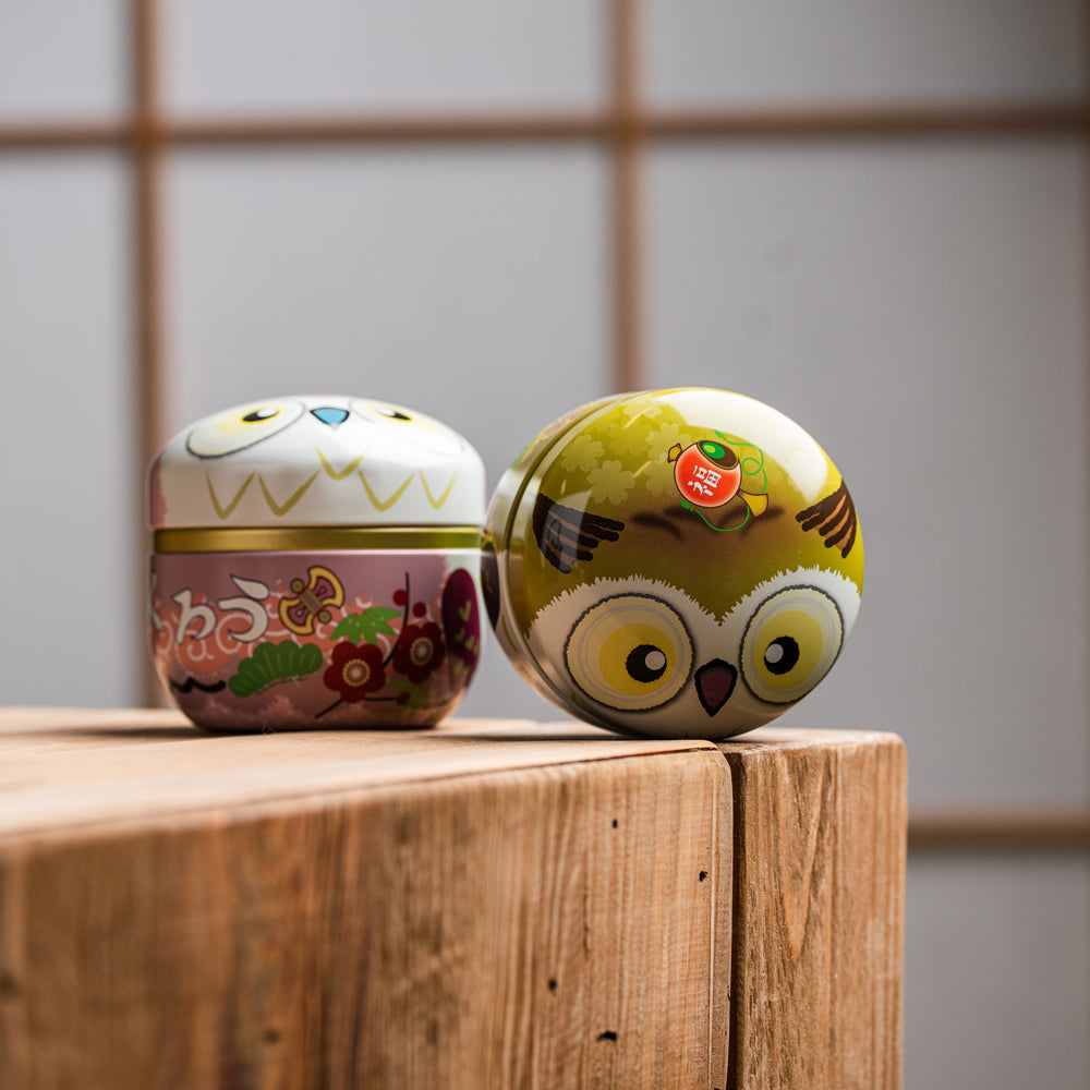 Boîte à thé japonaise Suzoku - Motif hiboux