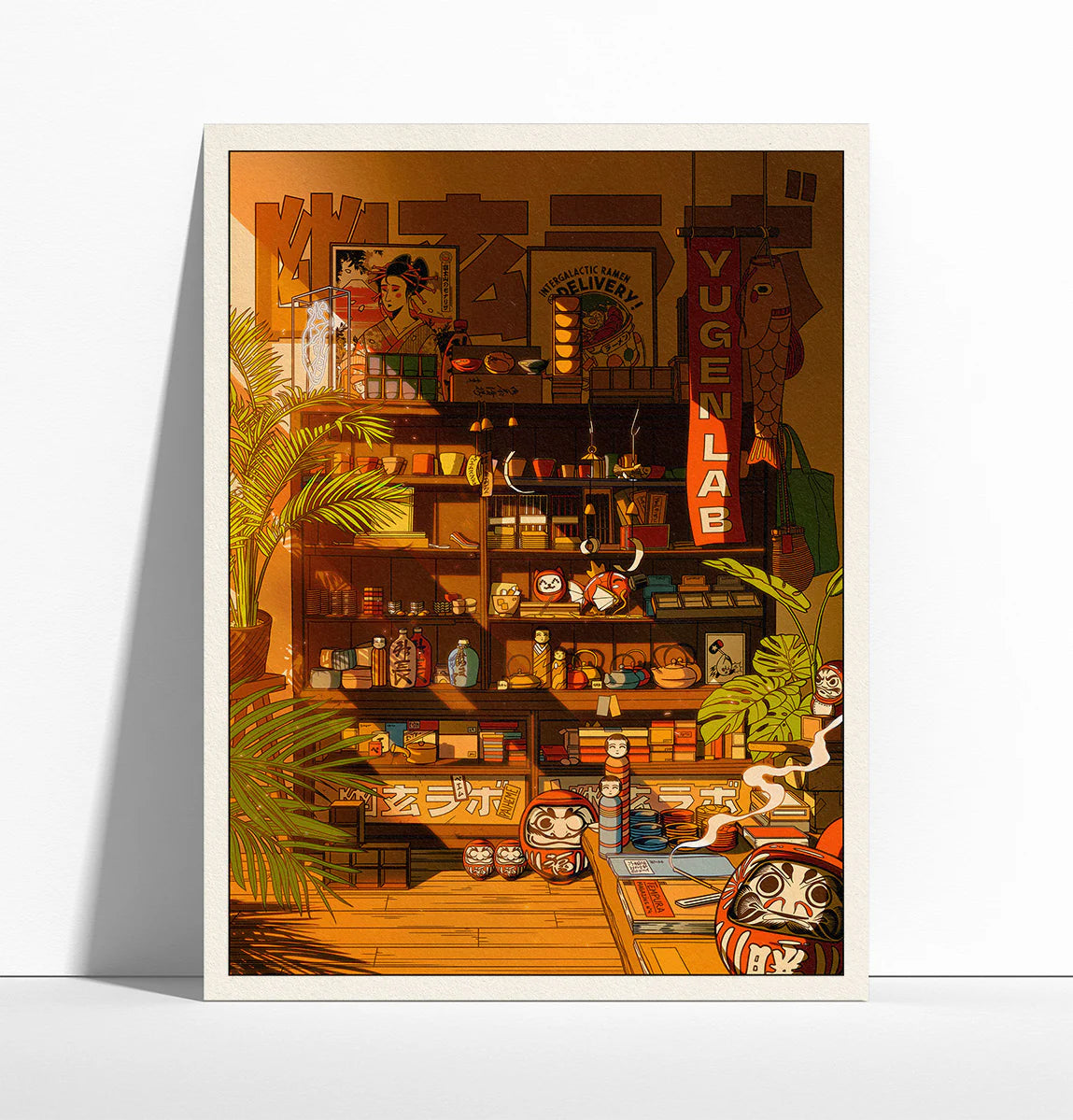 Künstlerisches Poster, inspiriert vom Interieur unseres Shops – „Yugen Lab“