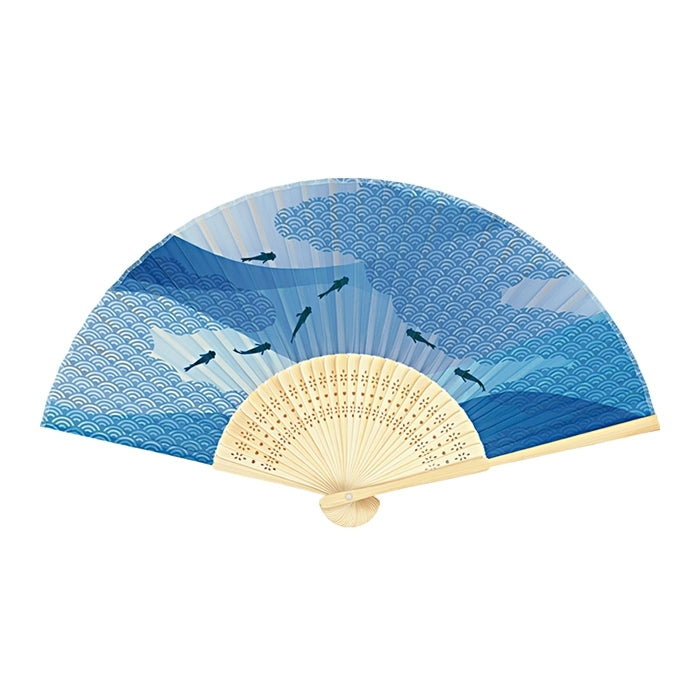Japanischer Polyester-Fächer Nami – Fischmuster