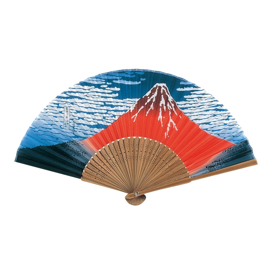 Fujisan Polyester Japanese Fan - Mount Fuji Pattern