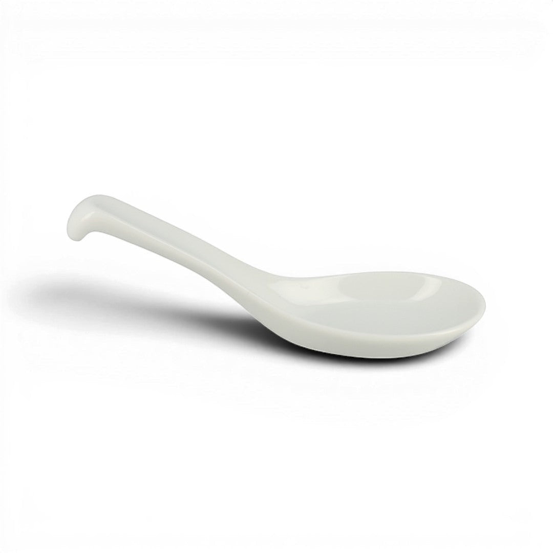 Cuillère Classic Yugen lab en porcelaine blanche brillante au design minimaliste et épuré pour la dégustation