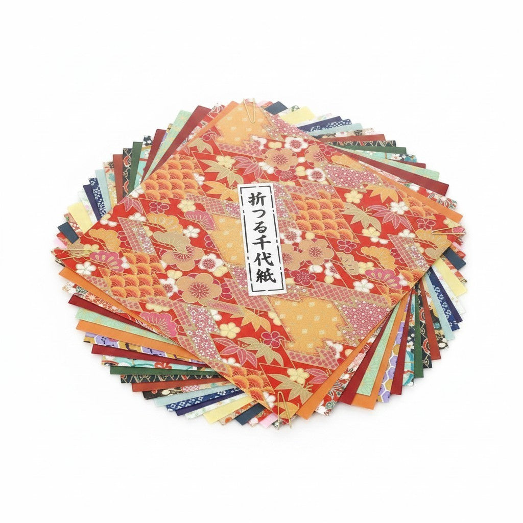 Paquet de 40 feuilles de papier chiyogami Yugen lab avec motifs floraux japonais traditionnels pour origami