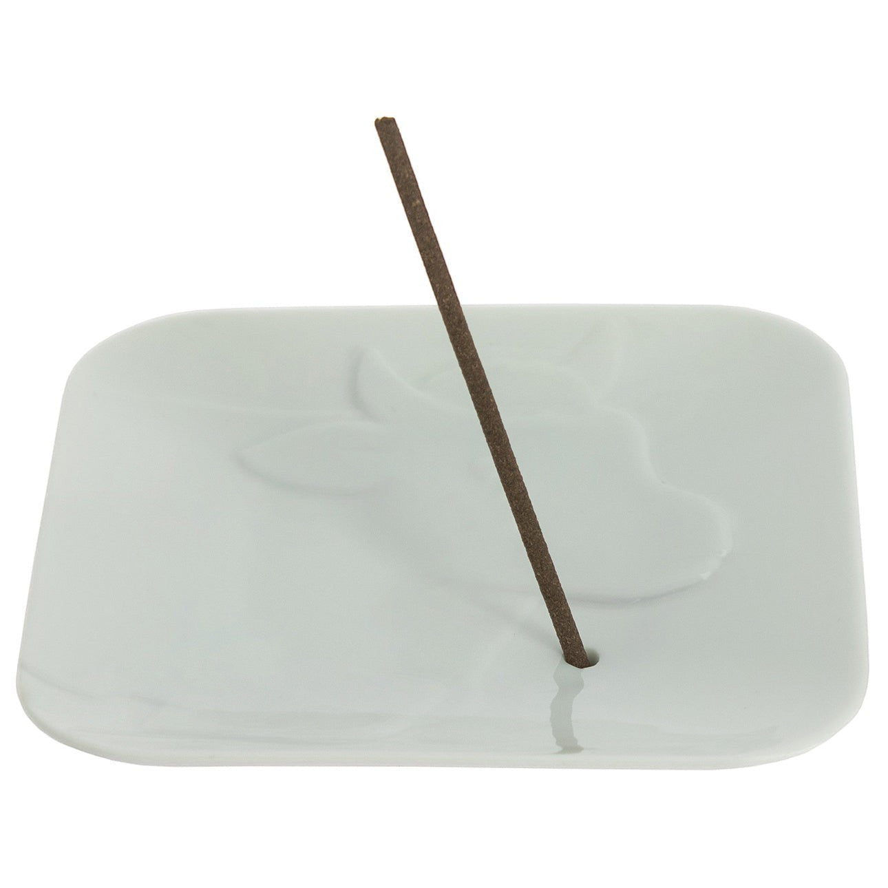 Porte-encens Yugen lab en porcelaine blanche avec motif buffle et bâtonnet d'encens en bois d'agar