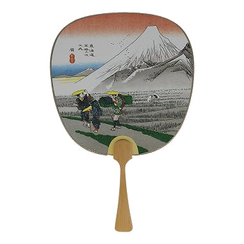 Éventail japonais en papier et bambou au motif traditionnel Fuji San