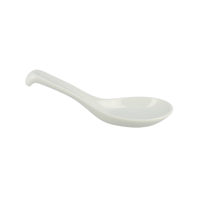 Cuillère blanche Classic en porcelaine sur fond blanc.