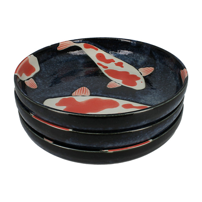 Set de trois assiettes japonaises motif koï