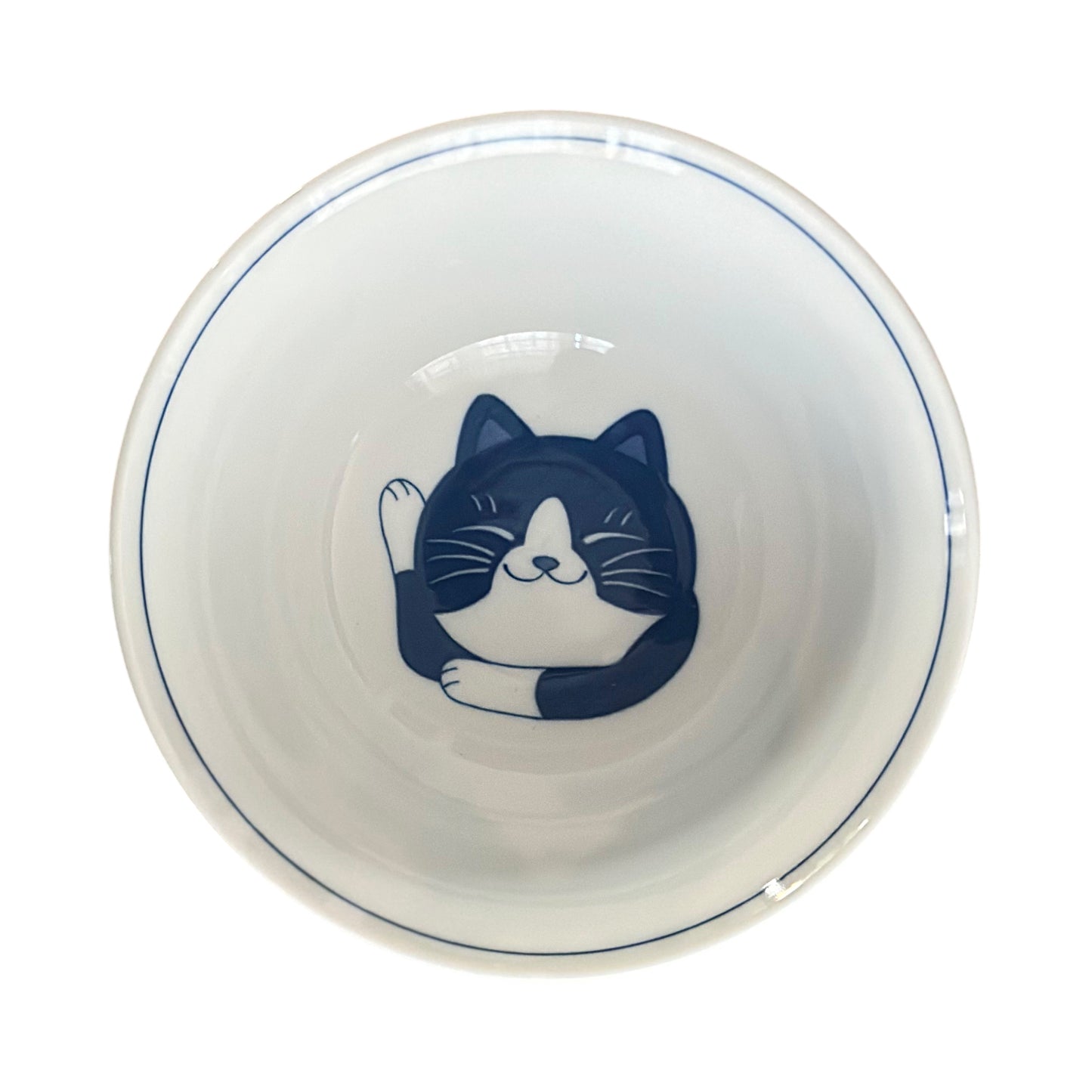 Weiße Ramenschalen aus Porzellan mit Katzenmuster, großzügiger Durchmesser 19 cm, 2er-Set