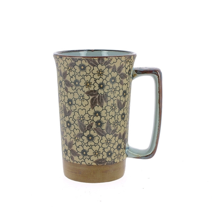 Mug Japonais en Céramique Grès - Motif Floral