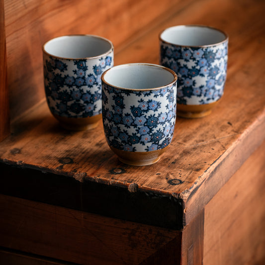 Set of 5 cherry blossom tea cups