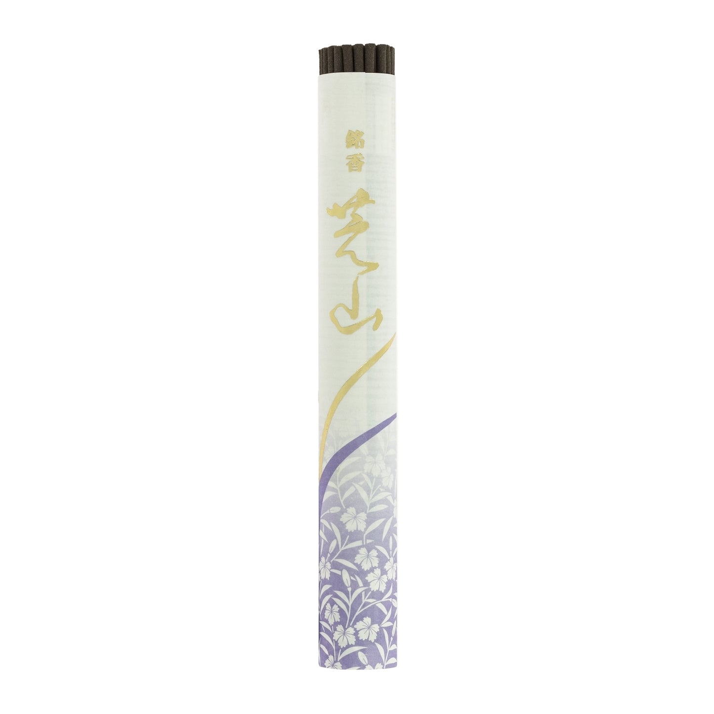 Rouleau d'encens Kyara au bois d'aloès avec emballage mauve et doré.