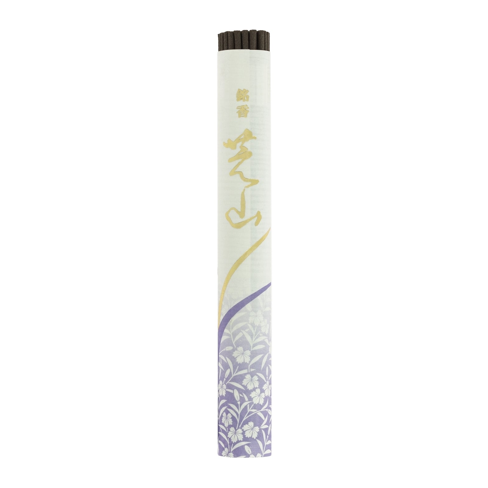 Rouleau d'encens Kyara au bois d'aloès avec emballage mauve et doré.