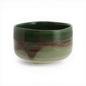 Bol matcha japonais vert clair avec bord vert foncé en céramique porcelaine