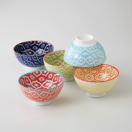 Set of 5 colored bowls