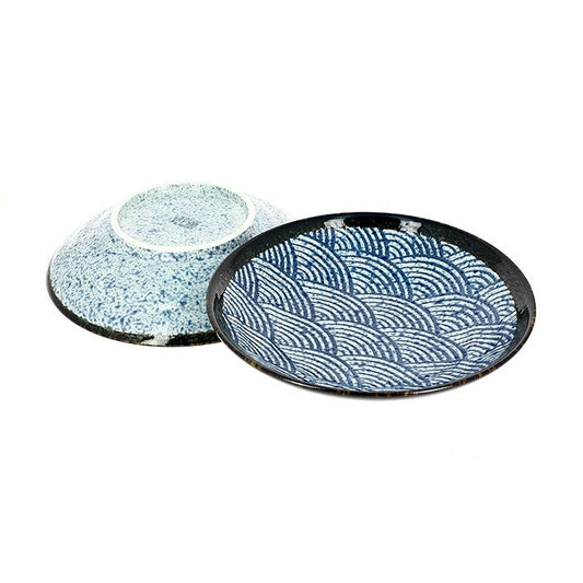 Set of two Japanese wave "nami" plates.