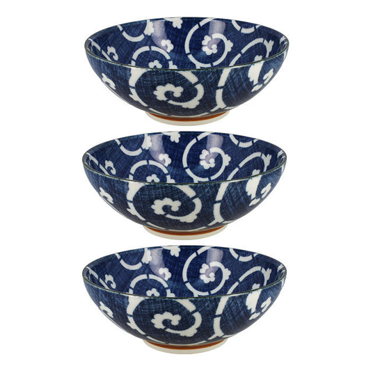 Set of 3 karakusa salad bowls