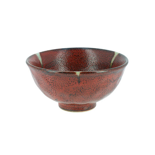 Red stoneware bowl "raku" style