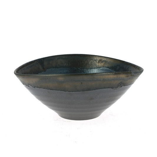 Large Japanese black bowl with irregular edges