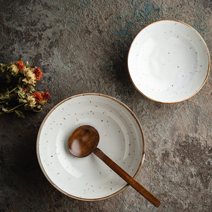 Sleek white salad bowl