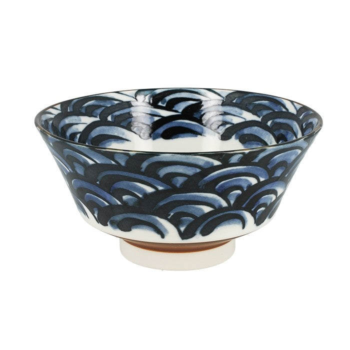 Japanese ramen bowl with wave patterns