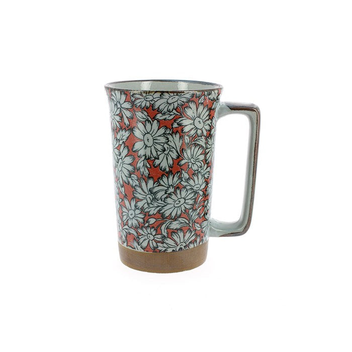 Large Japanese red daisy mug