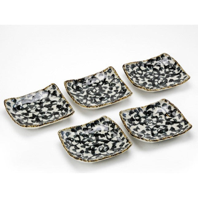 Set of 5 square tako karakusa dishes