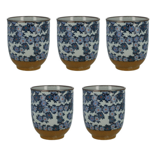 Set of 5 cherry blossom tea cups