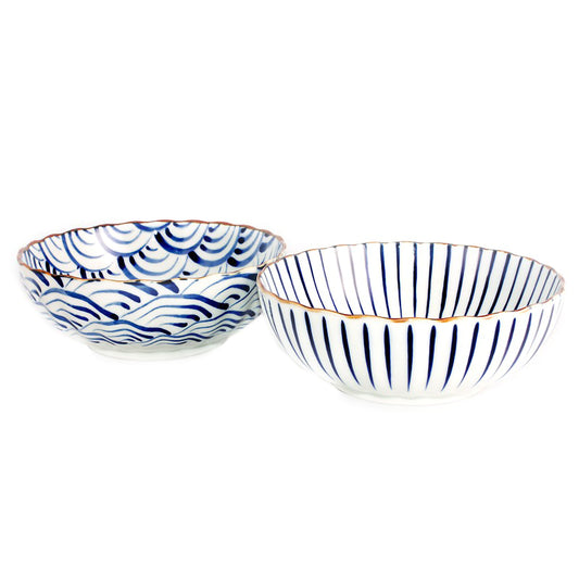 Set of 2 wave salad bowls