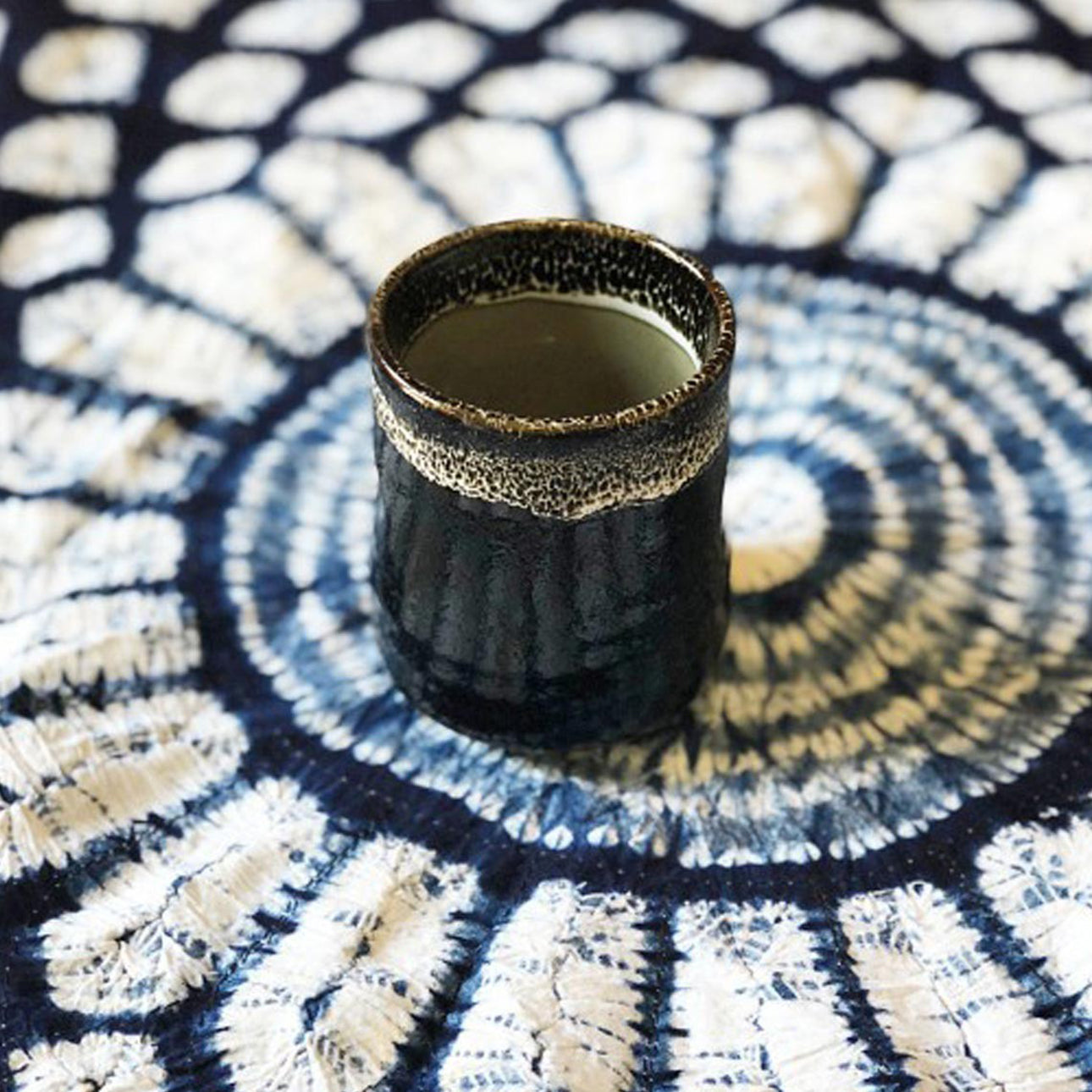 Japanese black yunomi style tea cup