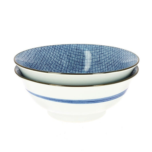 Checkerboard graphic salad bowl set