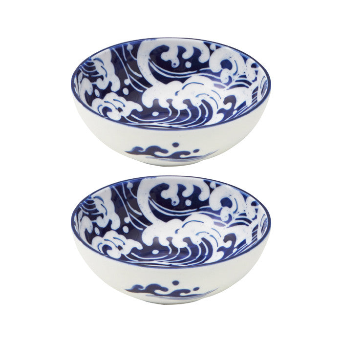 Set mit 2 ausgestellten Hokusai-Schalen