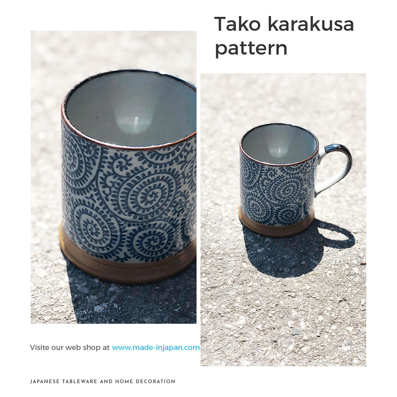 Cup with takokarakusa handle