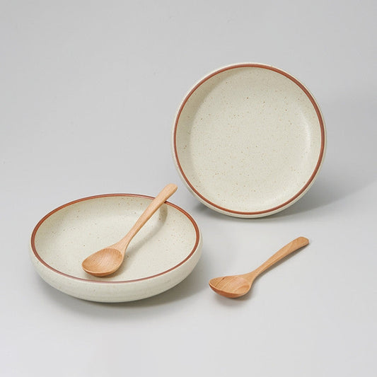 Set de deux assiettes avec cuillère en bois