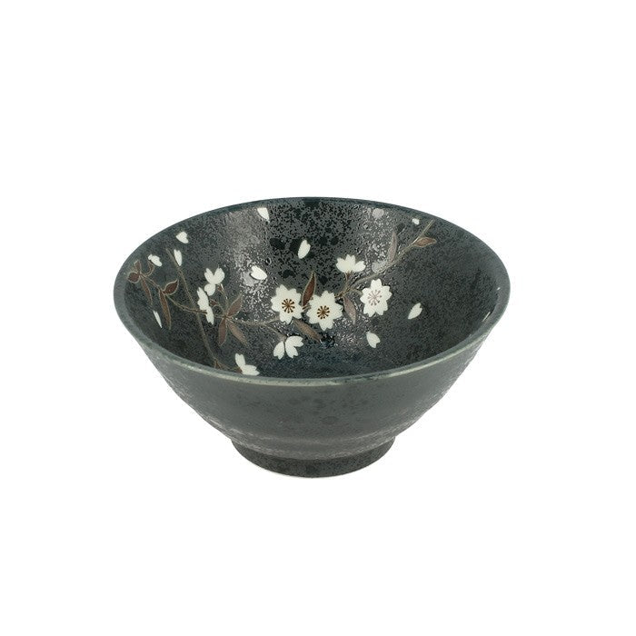 Japanese handicraft green sakura rice bowl