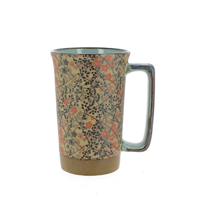 Mug grand à l'unité en grès avec motifs floraux