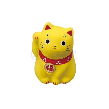 Statuette Maneki Neko jaune porte-bonheur de 5,5 cm.