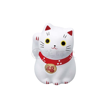Statuette Maneki Neko blanche de style japonais.