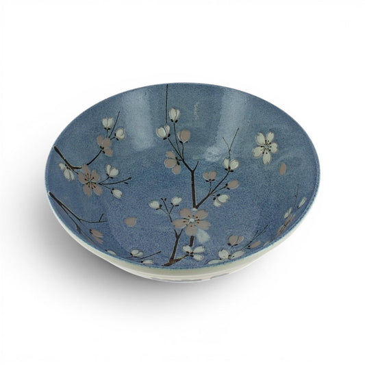 Saladier japonais Sakura bleu clair en porcelaine vue intérieure