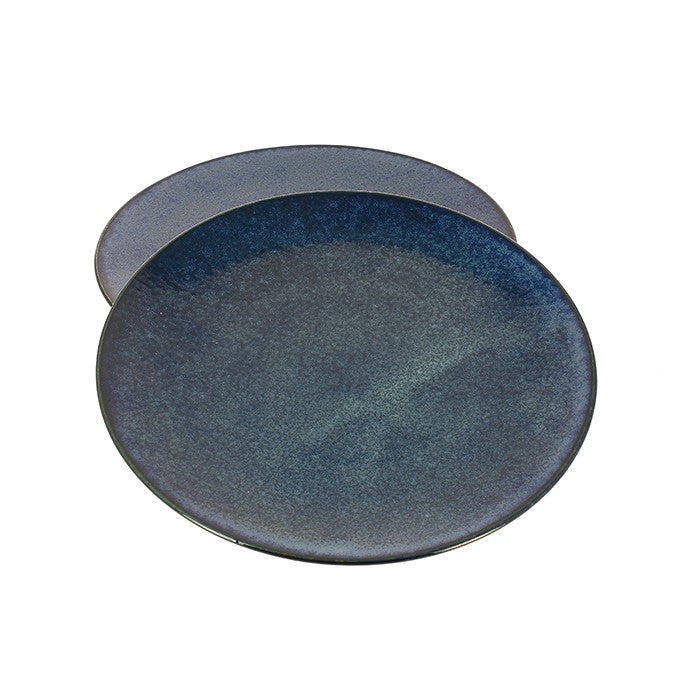 Set de 2 grandes assiettes japonaises Yugen lab bleu marine au design minimaliste et artisanal
