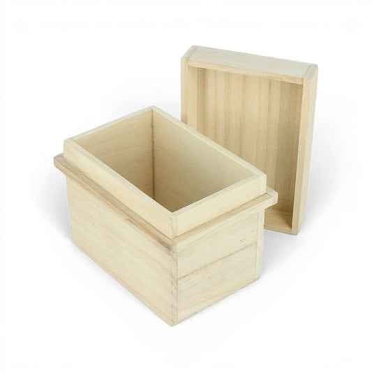Boîte à thé japonaise Yugen lab en bois clair naturel avec couvercle amovible pour une conservation optimale
