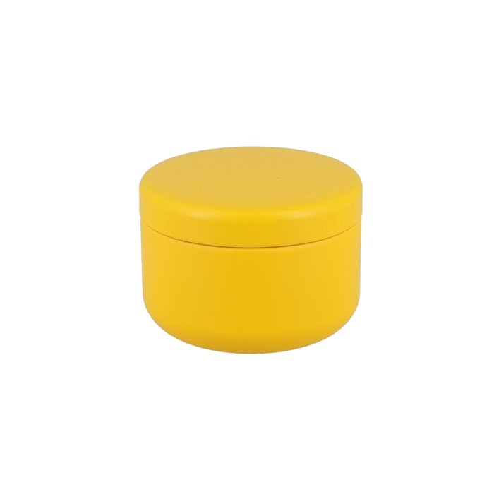 Boîte à thé japonaise Yugen lab ronde et minimaliste de couleur jaune mat pour une conservation optimale