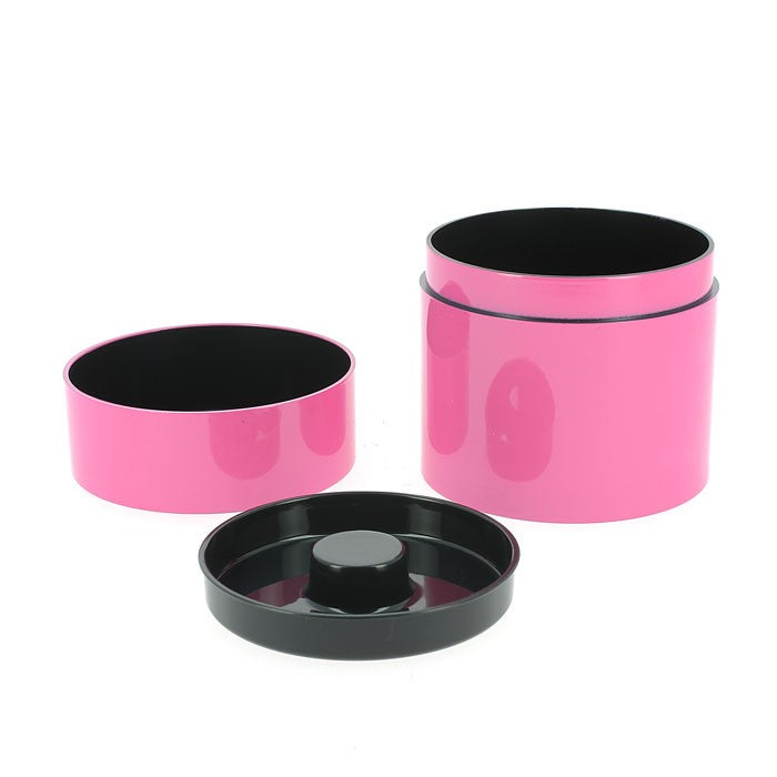 Boîte à thé japonaise Yugen lab rose laquée ronde avec couvercle hermétique noir