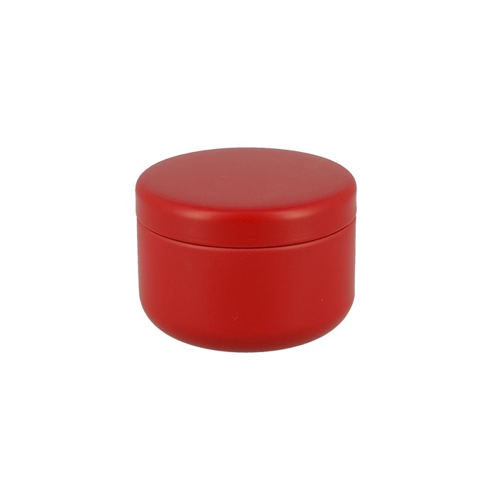 Boîte à thé japonaise Yugen lab rouge au fini mat, design minimaliste et arrondi pour une conservation optimale