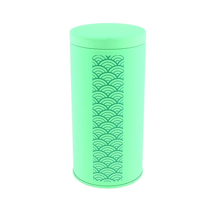 Boîte à thé Yugen lab en fer blanc vert avec motif traditionnel japonais en forme de vagues
